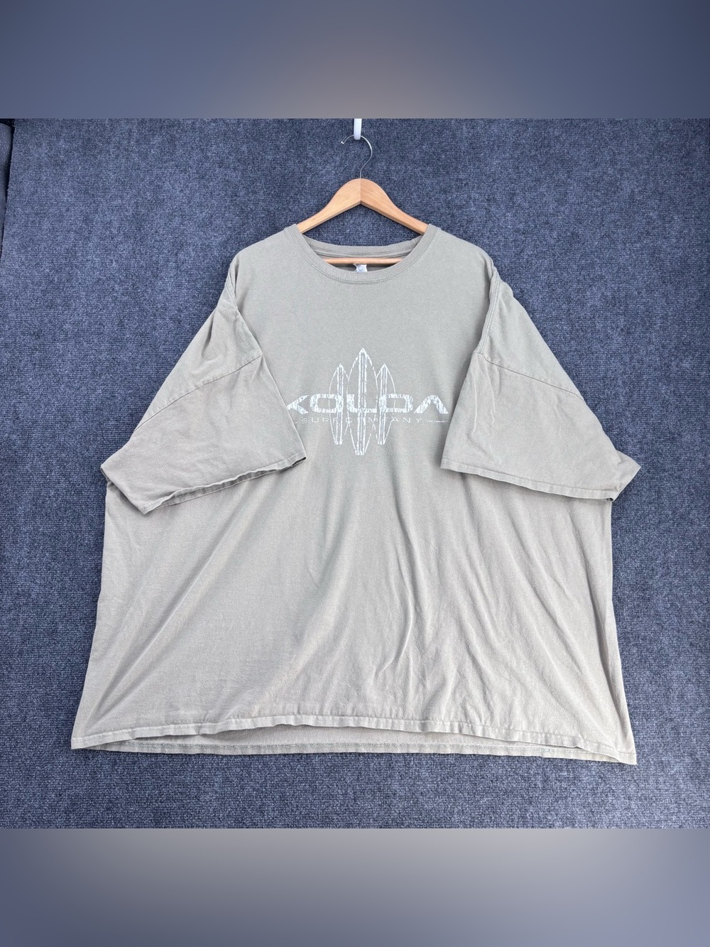 Koloa Beige Graphic Crew Neck T Shirt Men’s 6X 100% Cotton Surf Casual